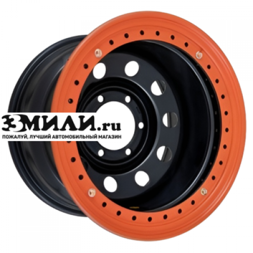Диск 10x16 6x139.7 ET-44 D110 Off-Road Wheels Тойота Ниссан с бедлоком (оранжевый) черный