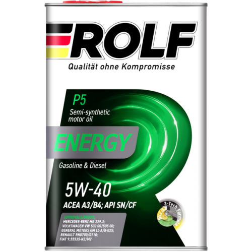Масло моторное Rolf Energy 5W-40 A3/B4 SN/CF (4 л)