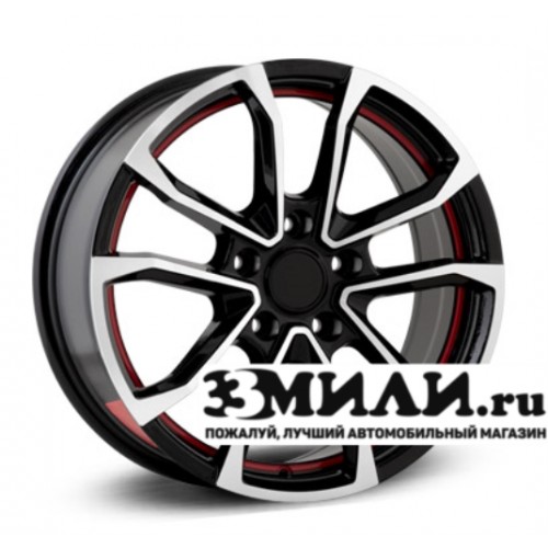 Диск 6.5x16 5x1050 ET39 D56.60 Legeartis Concept GM512 Черный с полированной лицевой поверхностью с красной внутренней полкой