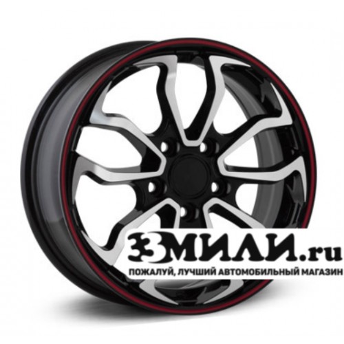 Диск 7.0x17 5x114.30 ET45 D66.10 Legeartis Concept NS515 Черный с полированной лицевой поверхностью с красной полосой на ободе