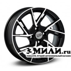 Диск 6.5x15 5x1000 ET38 D57.10 Wheels UP Up115 Черный с полированной лицевой поверхностью