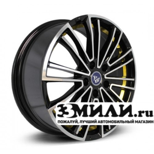 Диск 8.0x18 5x1200 ET30 D72.60 YST X-17 Черный с полированной лицевой поверхностью с желтой внутренней полкой