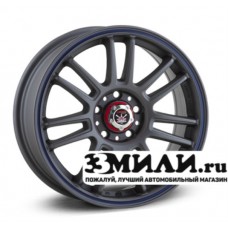 Диск 7.0x17 5x1150 ET44 D70.10 Yamato Segun Sakanowe-no Tamuramaro Антрацитовый матовый с синей полосой на ободе