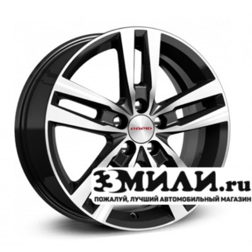 Диск 6.5x16 5x1080 ET40 D67.10 КиК Rassvet KC868 Черный глянцевый с полированной лицевой поверхностью