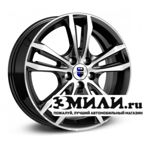 Диск 6.0x16 5x1000 ET40 D67.10 КиК Samara Черный глянцевый с полированной лицевой поверхностью