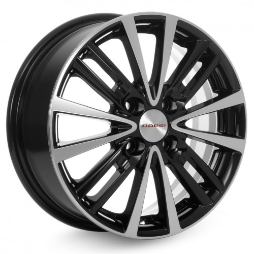 Диск 6.0x15 4x1000 ET46 D54.10 КиК Модена-Оригинал Черный глянцевый с полированной лицевой поверхностью