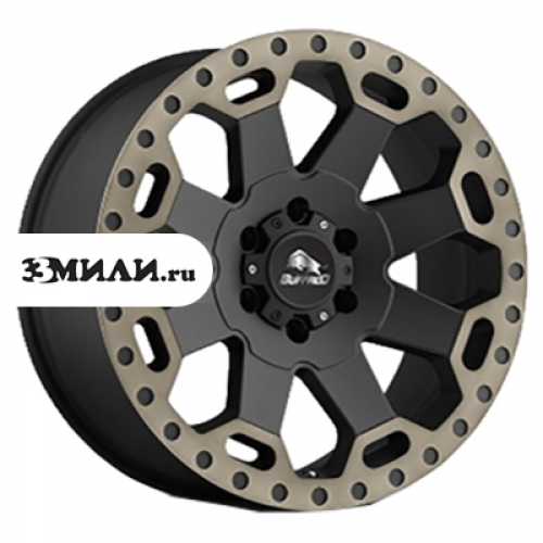 Диск 8x17 5x114.3 ET35 D72.6 Buffalo BW-200 Matte black with machine dark tint lip
