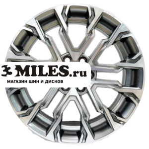 Диск 9x22 6x139.7 ET25 D77.8 Khomen Wheels AZIMUT 2205 (QX80/Patrol) Dark Chrome-FP