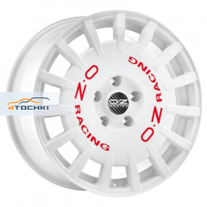 Диск 7x17 5x114.3 ET45 D75 OZ Rally Racing Race White + Red Lettering